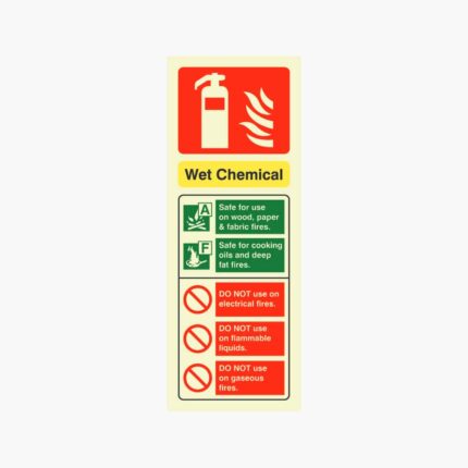 Wet Chemical Fire ID Sign Photoluminescent (Portrait) 75mm x 200mm