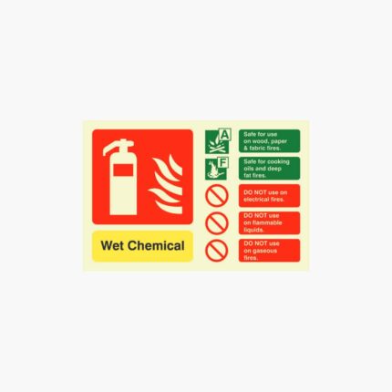 Wet Chemical Fire ID Sign Photoluminescent (Landscape) 150mm x 100mm