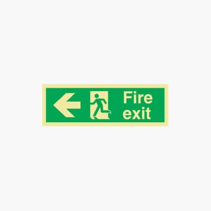 Arrow Left Fire Exit Photoluminescent Sign 400mm x 150mm