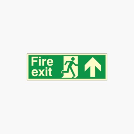 Arrow Up Fire Exit Photoluminescent Sign 400mm x 150mm
