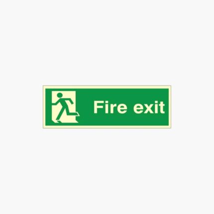 Fire Exit Running Man Left Photoluminescent Sign 400mm x 150mm