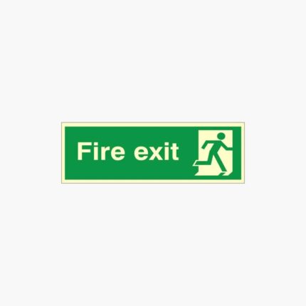 Fire Exit Running Man Right Photoluminescent Sign 400mm x 150mm