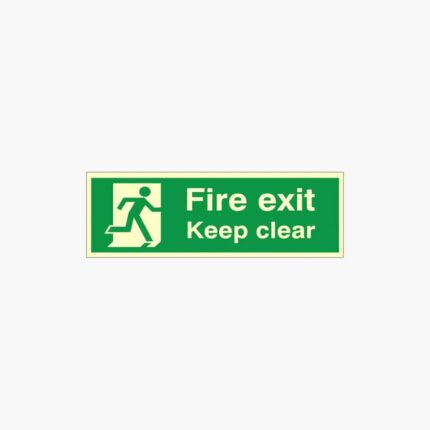 Fire Exit Keep Clear Photoluminescent Sign 400mm x 150mm